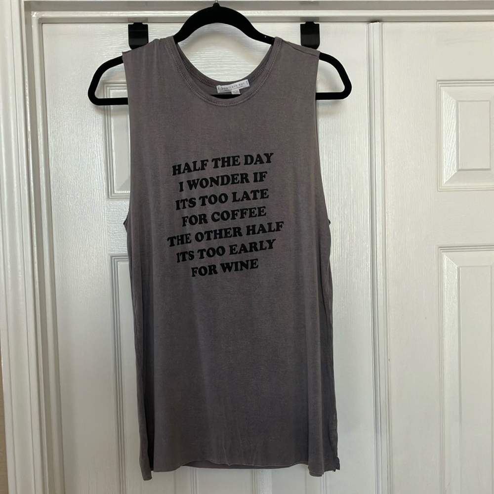 Gray Sleeveless Graphic Tank Top